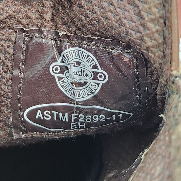 Justin Boots Mens 8D WK4660 Cowboy Western Chore Workwear Rodeo Rainbow Stitch - Picture 13 of 13